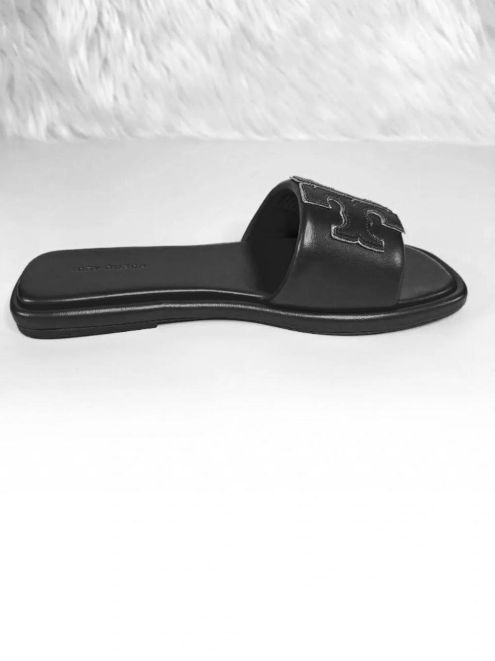 Tory Burch Double T Sport Slide Leather Sandals - Black - Picture 4 of 8